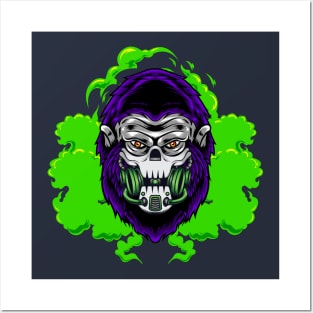 Gorilla with Gas Mask Illustration Posters and Art